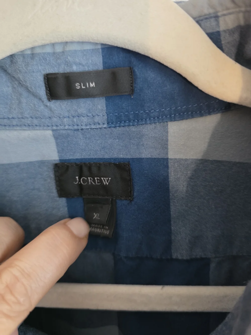 J. Crew Men's Blue Large Check Button-Down Shirt Size XL